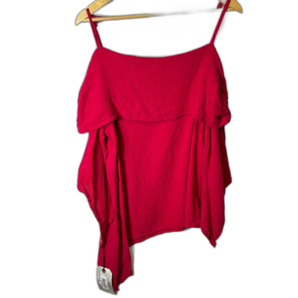Oh My Gauze! Red Asymmetrical Blouse - Picture 8 of 15